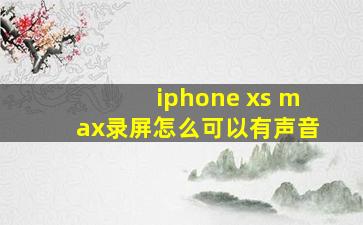 iphone xs max录屏怎么可以有声音